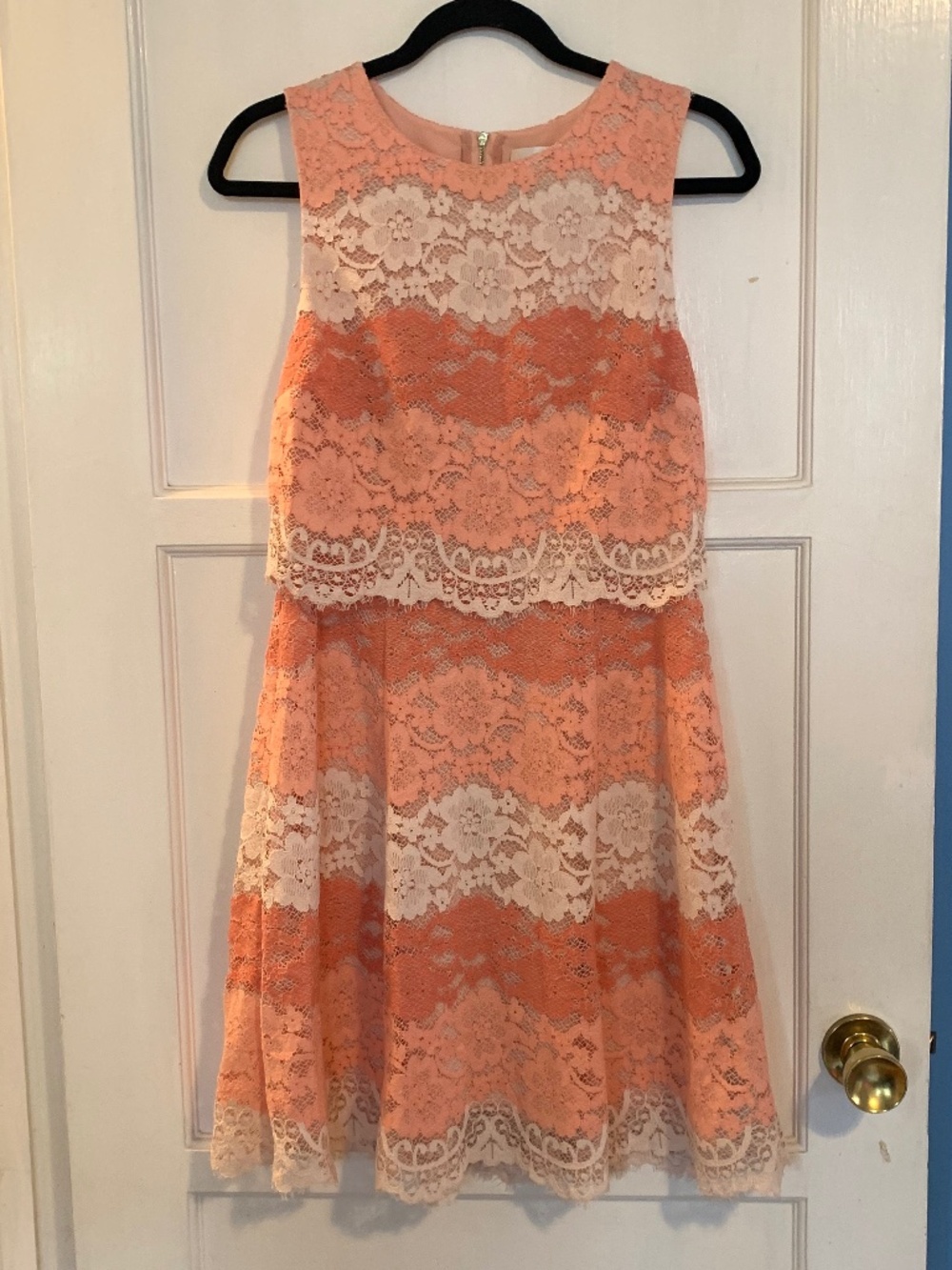 Erin Fetherston Coral and White Lace Dress